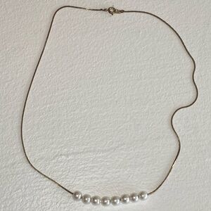 Eight Pearl Look Beads on A Gold Tone Chain Vintage